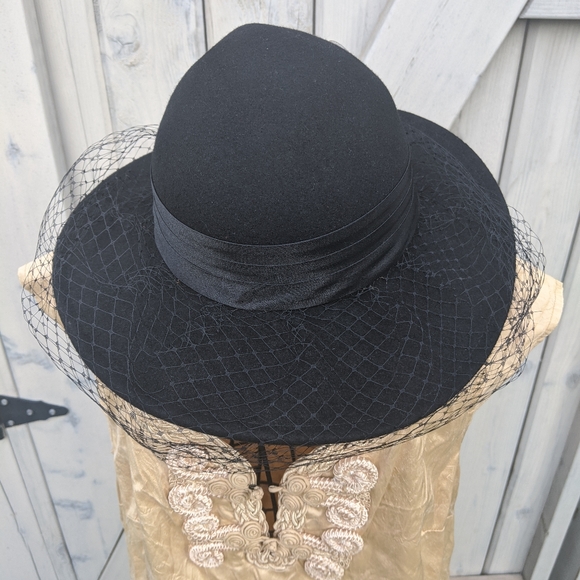 Wool hat veil & flower - vintage one of a kind - Picture 3 of 14